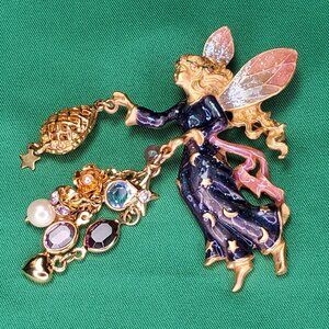 Kirks Folly Twinkle The Tooth Fairy Brooch Pin Godmother 2-3/4"